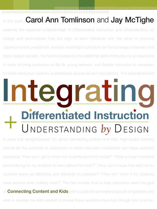 Title details for Integrating Differentiated Instruction and Understanding by Design by Carol Ann Tomlinson - Available